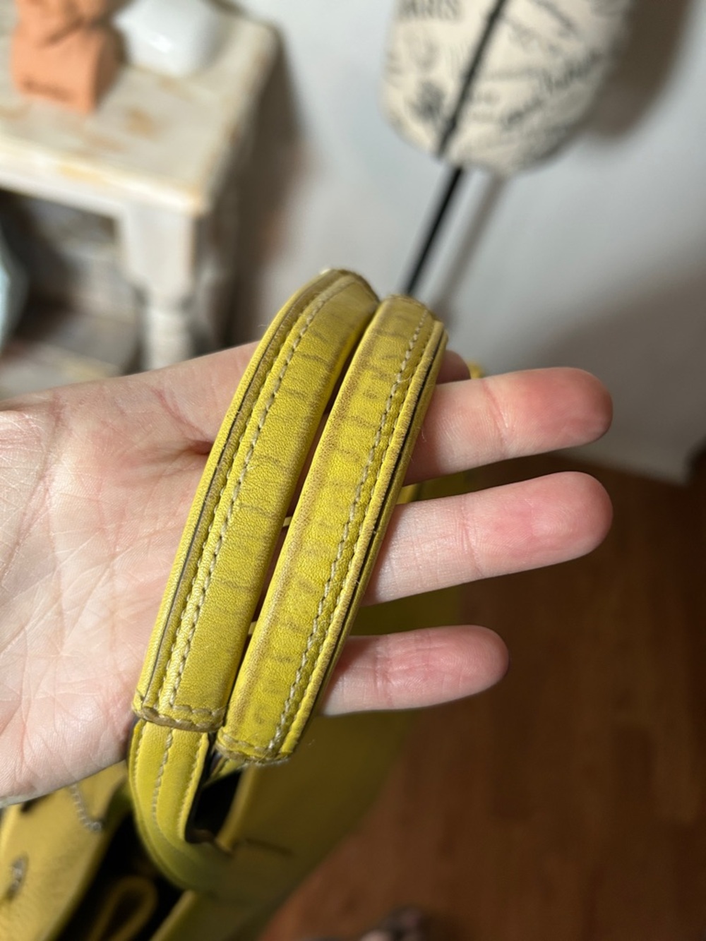 Coach Perforated Leather Yellow Tote Bag w/ Sun Bag Charm - Picture 5 of 11